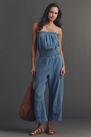 Pilcro Reese 100% Cotton Strapless Jumpsuit