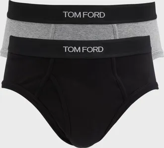 Tom Ford Men & apos;s 2-Pack Solid Jersey Logo-Waist Briefs
