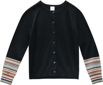 Paul Smith Cardigan Merinos Maniche Stripes - Dames - Vesten - Zwart - S - Wol - Truien & Vesten