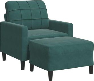vidaXL Sill&oacute;n Con Taburete Terciopelo Verde Oscuro 60 Cm Vidaxl