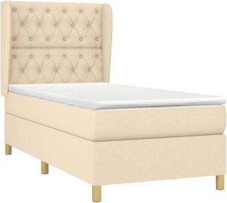 vidaXL Vidaxl - Cama Box Spring Con Colch&oacute;n Tela Color Crema 80x200 Cm