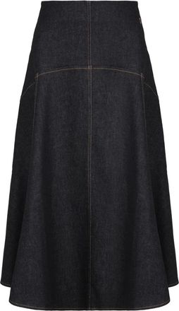 Jacquemus Denim Skirts, female, Blue, Size: W26 Triangle De-N&icirc;mes Midi Skirt