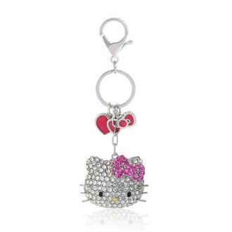 Hello Kitty Crystal Cluster Pav&eacute; Bag Charm Keychain in Clear Crystal, Pink at Nordstrom