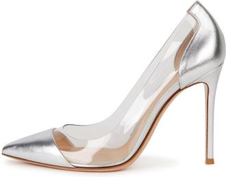 EDEFS Womens Pointy Toe Metallic High Heel Court Shoes Stilettos Pumps Party Wedding Dress Shoes Silver EU36