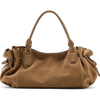 Mango Starring Hailey Bieber Suede Shoulder Bag in Medium Brown at Nordstrom