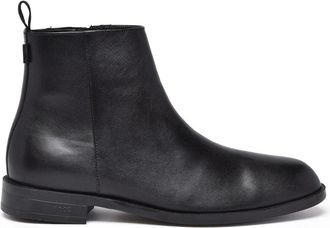 BOSS Black Leather Zip Ankle Boots