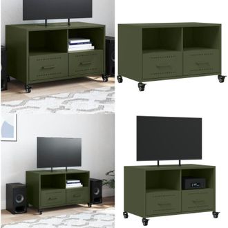 vidaXL Mobile TV Verde Oliva 68x39x43,5 cm in Acciaio - Armadio TV - Armadio in acciaio