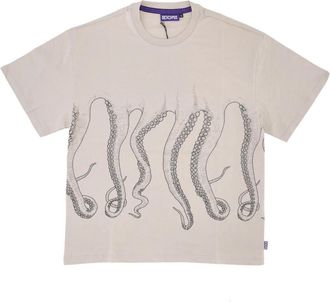 Octopus Outline Tee Ice Korte Mouw Shirt - Heren - T-shirts - Grijs - L - Katoen - Tops