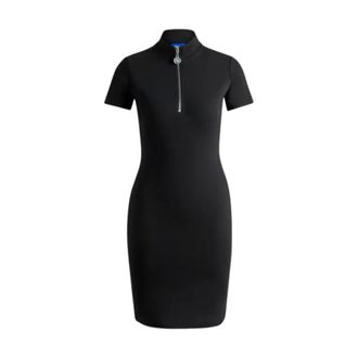 HUGO BOSS Dames, Jurken, Zwart, Maat: S Katoen