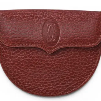 Cartier Bordeaux Leather Coin Purse/Coin Case (Pre-Owned)