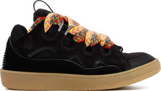 Lanvin Black Suede Calf Leather Curb Sneakers-Uomo