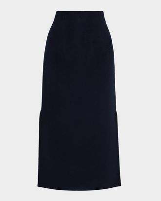Lafayette 148 New York Wool-Cashmere Double-Face High-Waisted Midi Skirt