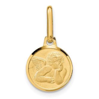 Diamond2Deal 14k Yellow Gold Polished and Matte Angel Pendant