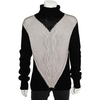 Emporio Armani Monochrome Cable Knit Turtleneck Sweater