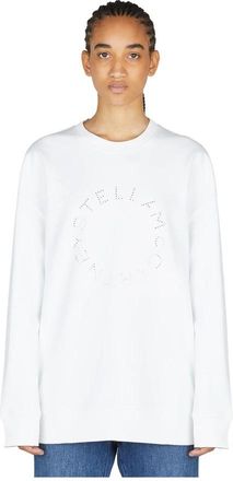 Stella McCartney Sweatshirt met Strass Logo - Dames - Sweatshirts - Wit - S - Katoen - Hoodies & sweatvesten