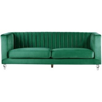Beliani Beliani - Divano in Velluto Verde Scuro a 3 Posti Stile Glamour ed Elegante Arvika