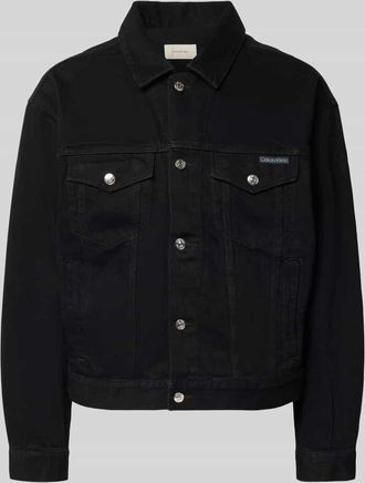 Calvin Klein Jeans Jeansjacke mit Brusttaschen und Label-Detail in Black, Gr&ouml;&szlig;e XXL