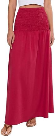 Seafolly Beach Edit Shirred Waist Midi Skirt Womens Swimwear Cosmo Red : XS, Linen/Tencel