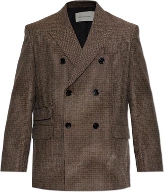 Ami Wool Blazer met Dubbele Split - Heren - Blazers - Bruin - XL - Katoen - Jassen