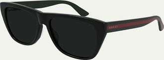 Gucci Mens Rounded Web Acetate Sunglasses