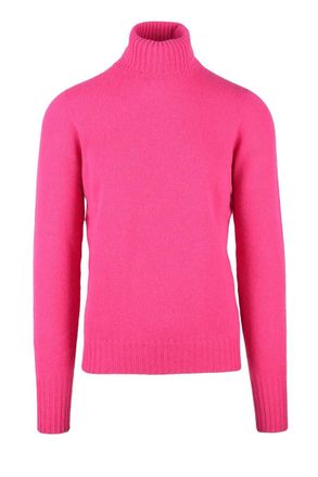 Drumohr High Neck Sweater Merino Wool - Fuchsia
