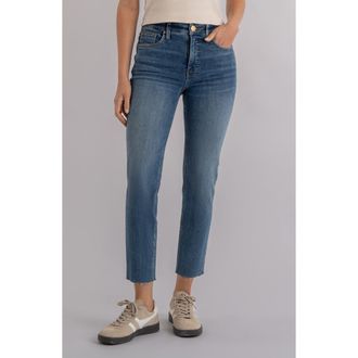 Kut from the Kloth Rachael Raw Hem High Waist Crop Mom Jeans in Faithful at Nordstrom, Size 12