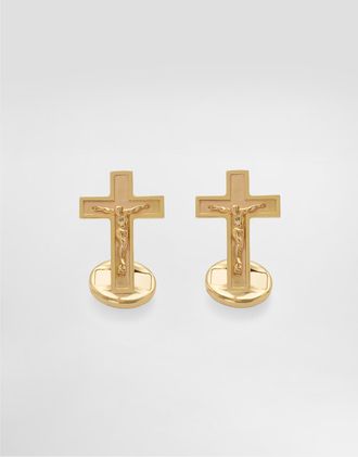 Dolce & Gabbana Sicily Yellow Gold Cufflinks Featuring A Cross - Man Bijoux Gold Onesize