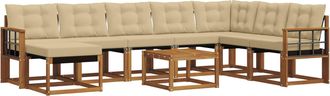 vidaXL Conjunto De Sof&aacute;s De Exterior 9 Uds. Natural Y Beige Vidaxl
