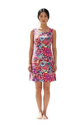 Trina Turk Alivia Floral Apron Sleeveless Dress In Pink