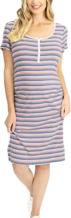 Angel Maternity Stripe Body-Con Maternity/Nursing Dress in Blue/white Stripe at Nordstrom, Size Small