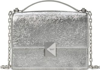 Kate Spade New York deco crinkle metallic leather convertible crossbody bag in Silver at Nordstrom