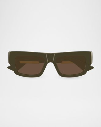 Bottega Veneta Men & apos;s Dash Rectangular Nylon Sunglasses