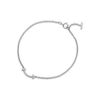 Tiffany & Co. Tiffany T Smile Bracelet in White Gold with Diamonds - Size Medium