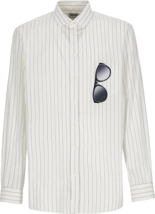 Moschino White All-Over Striped Sunglasses Pocket Shirt