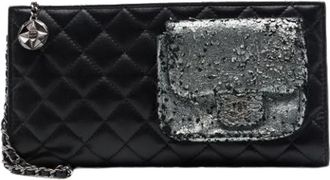 Chanel Pre-owned Quilted Leather Clutch - Dames - Vintage Clutch - Zwart - ONE Size - Leer - Vintage