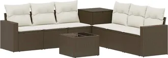 vidaXL Juego De Sof&aacute; 8 Uds. Marr&oacute;n Y Crema Blanca Vidaxl