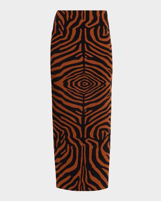 Et Ochs Oaklynn Knit Tiger Striped Maxi Pencil Skirt