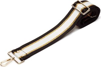 Elie Beaumont Shoulder Strap for Bag, Wide and Adjustable in Length, Black/Gold/White, 68 - 128 cm, 4 cm Clip in Gold