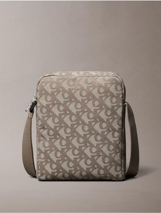 Calvin Klein Mens Monogram Jacquard Reporter Bag - Brown