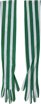 Dolce & Gabbana Green White Stripes Nylon Elbow Length Women Womens Gloves