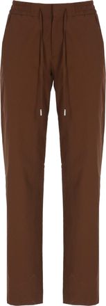 Pantaloni Torino Brown Elastic Waist Cotton Formal Pants