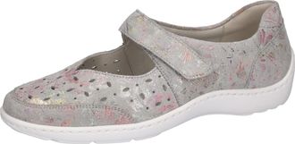 Waldl&auml;ufer Riemchenballerina WALDL&Auml;UFER HENNI, Damen, Gr. 4,5 (37,5), grau (hellgrau), Veloursleder, metallic, Schuhe Riemchenballerina, Keilabsatz, Halbschuh, K