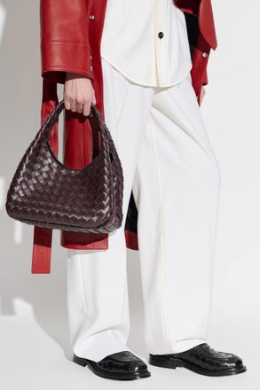 Bottega Veneta Campana Small Shoulder Bag, Womens, Burgundy