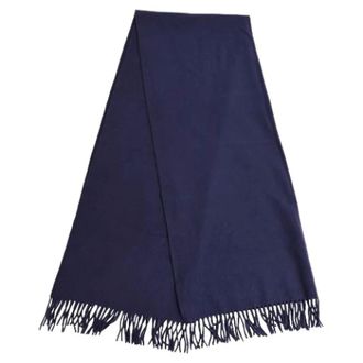 Acne Studios Pre-owned Fringed Scarf in Navy Blue Wool - Dames - Pre-owned - Blauw - Maat: ONE Size Wol