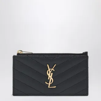 Saint Laurent Black quilted Cassandre card holder