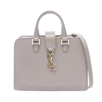 Saint Laurent Pre-owned Handbags, female, Gray, Size: ONE SIZE Pre-owned Monogram Baby Cabas Leather 2way Handbag