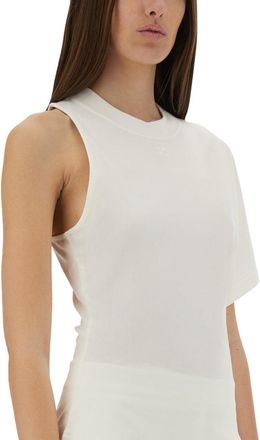 Courr&egrave;ges One-Shoulder Cotton T-Shirt - White