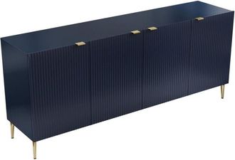 Vente-Unique Credenza con 4 ante in mdf e Acciaio Blu e Dorato - yesinia