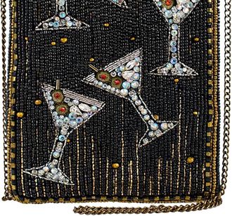 Mary Frances Womens Sip Happens Beaded Martini Crossbody Bag In Black And Diamond