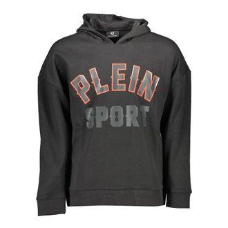 Plein Sport Hoodies & sweatvesten, Heren, Zwart, S, Hoodie Zwart Lange Mouw Print Contrast